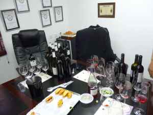 A picture of the 17 bottles of wine enjoyed at Teperberg Winery-small