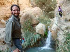 Doron by the small waterfall of Ein Gedi_