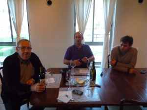 Israel Flam, Gabriel Geller, and Golan Flam at the Flam Winery-small