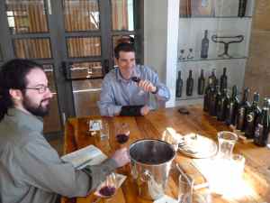 Josh Hexter, Doron Bennett, and the wines and cheeses enjoyed at Psagot Winry-small