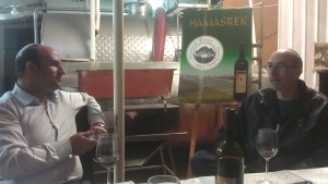 Nachum Greengrass and Gabriel Geller at the Hamasrek Winery