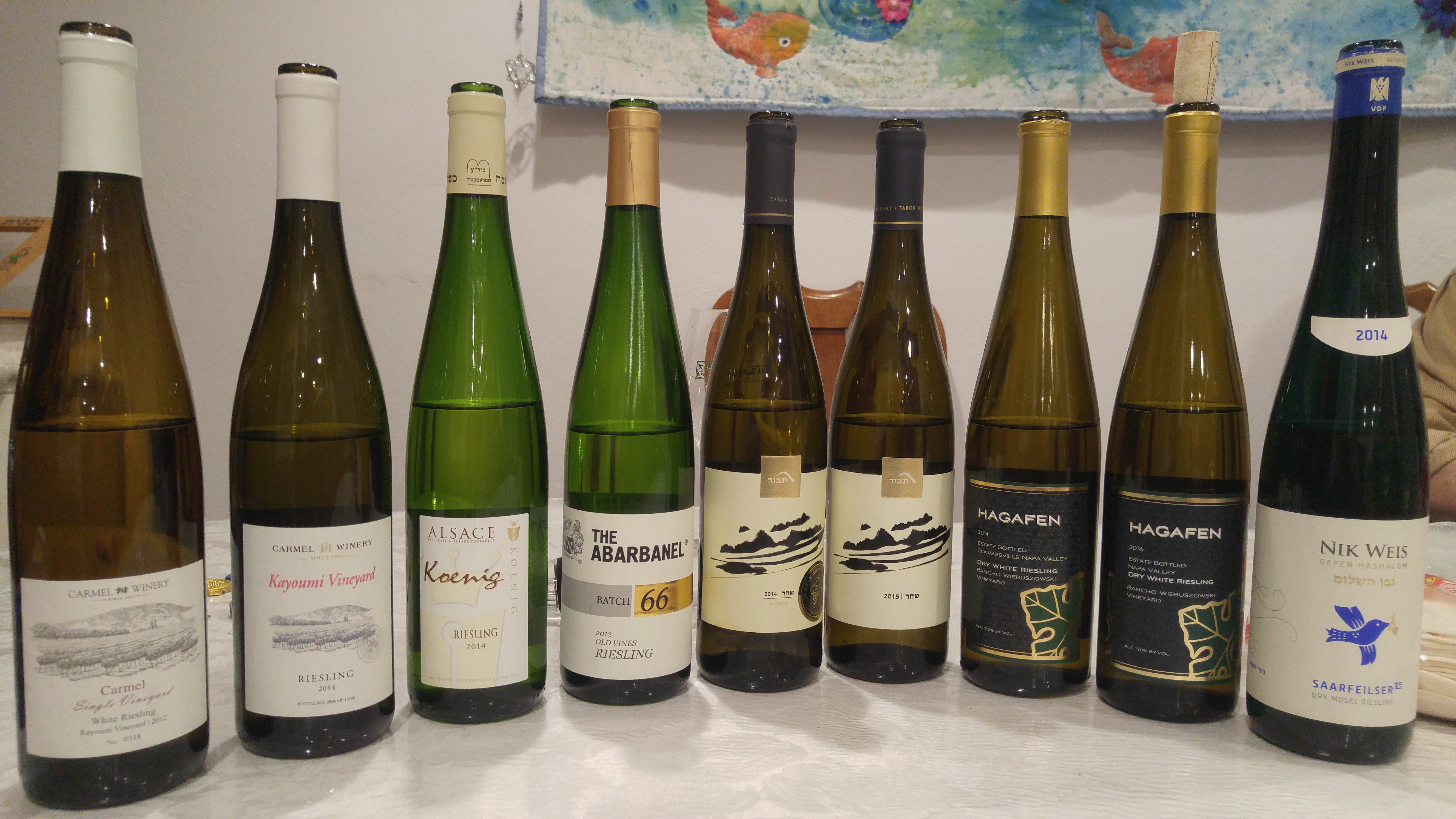 2012-and-2014-carmel-riesling-kayoumi-2014-koening-riesling-2012-abarbanel-riesling-batch-66-2014-and-2015-tabor-shahar-riesling-adama-ii-2014-hagafen-dry-riesling-2016-hagafen-dry-riesling-201