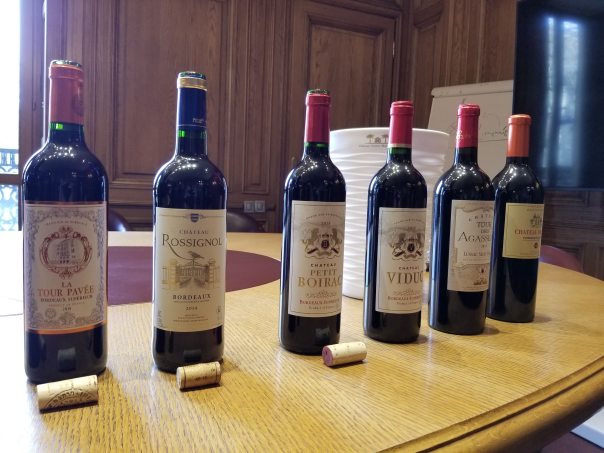 2018 La Tour Pavee, 2014 Chateau Rossignol, 2016 Chateau Petit Boirac, 2016 Chateau Viduc, 2015 Chateau Tour des Agasseaux, 2016 Chateau Branda